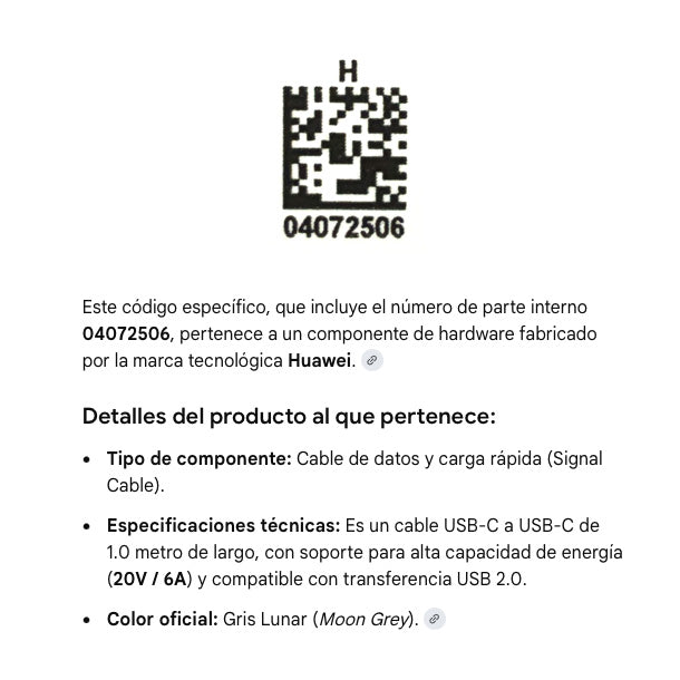 Cable 6A original Tipo C a Tipo C Max 100W